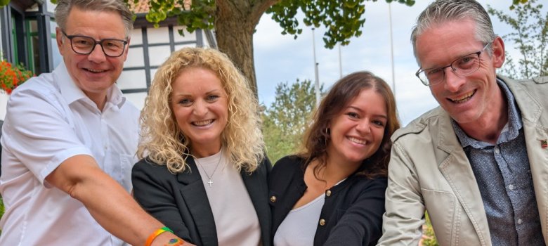 Martin Franke und dass Rathausteam beim Lauf für Demokratie