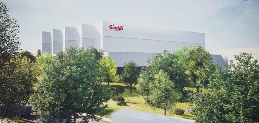 Eine Animation des neuen frischli Gebäudes eingebettet in eine begrünte Umgebung