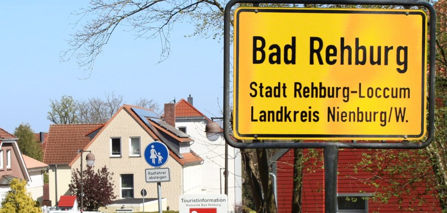 Ortseingangsschild Bad Rehburgt Ortsschild Bad Rehburg