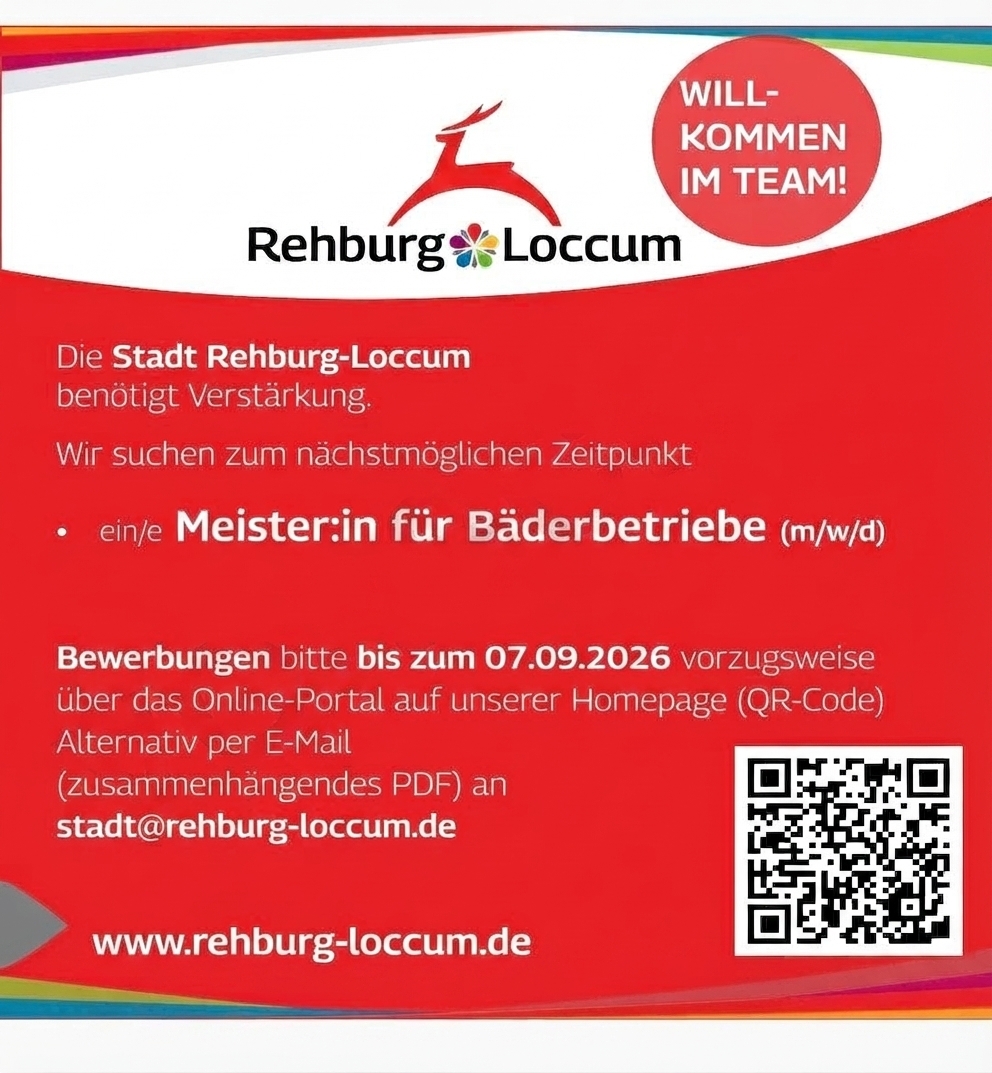 Stellenanzeige Rehburg-Loccum Meister:in für Bäderbetriebe