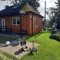 Ferienhaus Max Außenansicht mit Terrasse und Garten