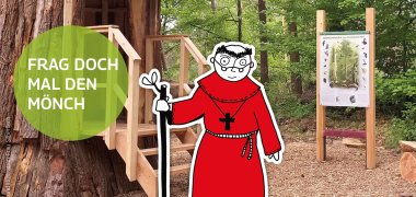 gezeichneter Mönch auf dem Wladerlebnispfad