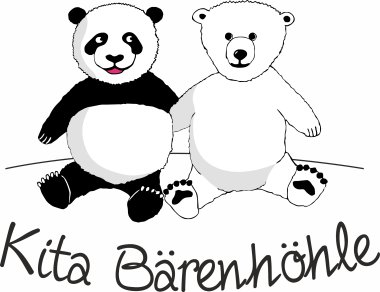 2 gezeichnete Bären, ein Pandabär und ein Eisbär, halten sich an den Händen