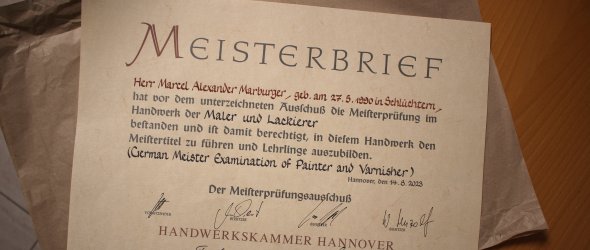 Meisterbrief von Marcel Marburger