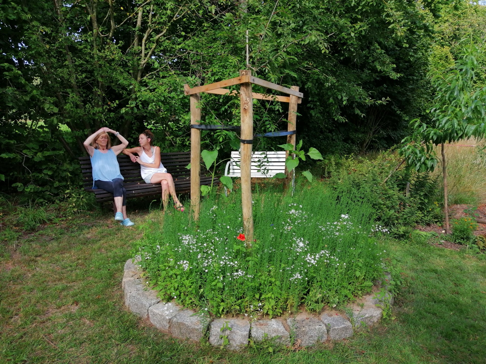 Neuer Lieblingsplatz: Uta und Valerie Grill schauen auf den Baum, in dessen Wurzelwerk Herbert Grills Asche steckt. ade Neuer Lieblingsplatz: Uta und Valerie Grill schauen auf den Baum, in dessen Wurzelwerk Herbert Grills Asche steckt. ade